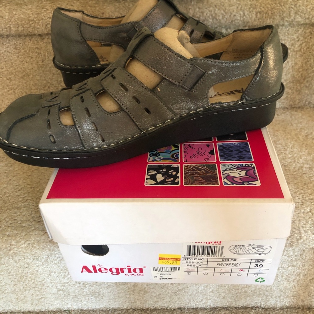 New Alegria Metallic Pewter Fisherman Sandal - Gray